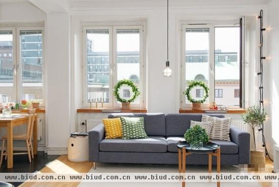 40平明亮色调单身公寓 北欧风格不浮夸(组图)