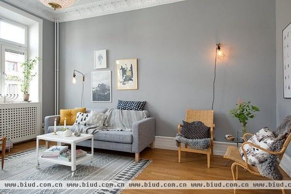 瑞典52平米古典公寓 素雅地板混搭现代风(图)