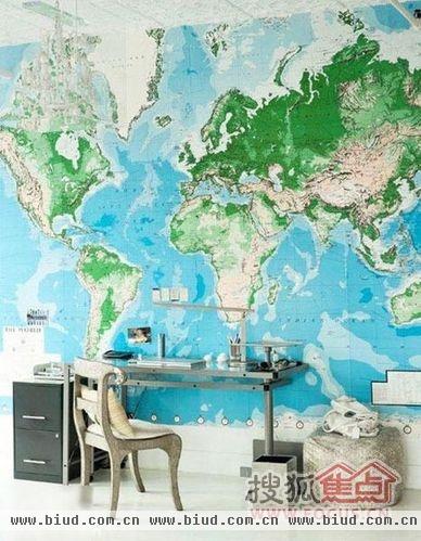 创意地图背景贴上墙 在家里轻松看世界风采