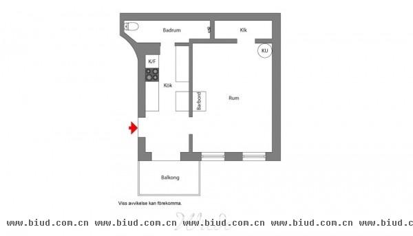 瑞典33平米美型厨房的单身公寓设计(组图)