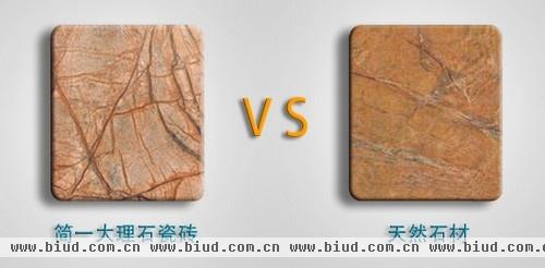 大理石瓷砖与天然石材的对比
