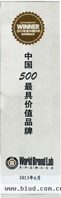 　图为柔然壁纸荣获“中国500最具价值品牌”奖杯