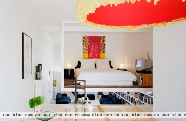 50平概念白色简约小公寓 法式悬空独立卧室