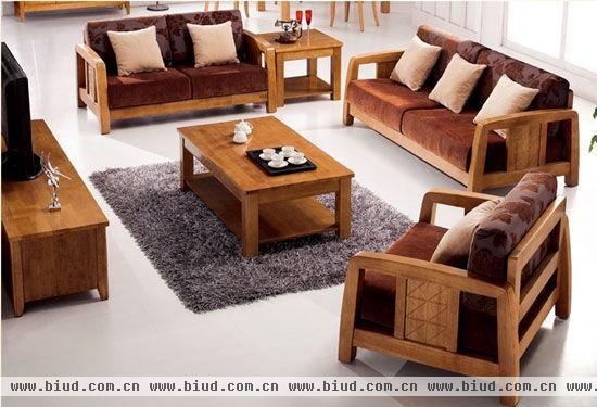 新中式实木布艺沙发
