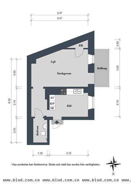 卧室藏在客厅里的瑞典 46平米公寓的惊艳家居