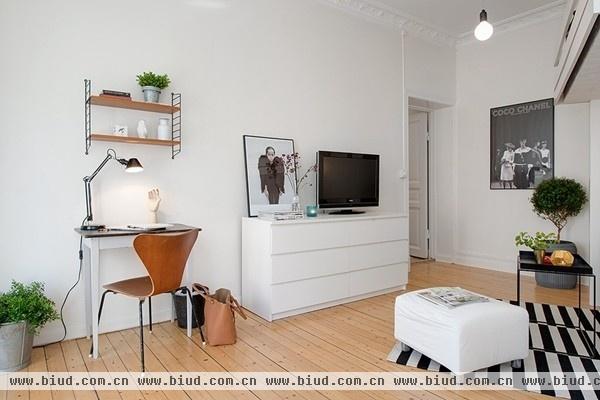 卧室藏在客厅里的瑞典 46平米公寓设计(组图)