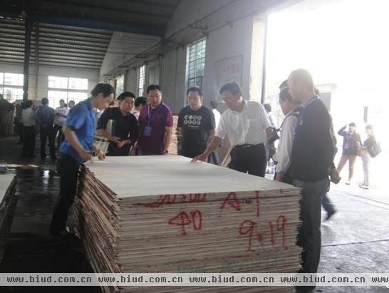 刘西金副局长带领林产工业协会成员在木材加工企业调研板材生产销售情况