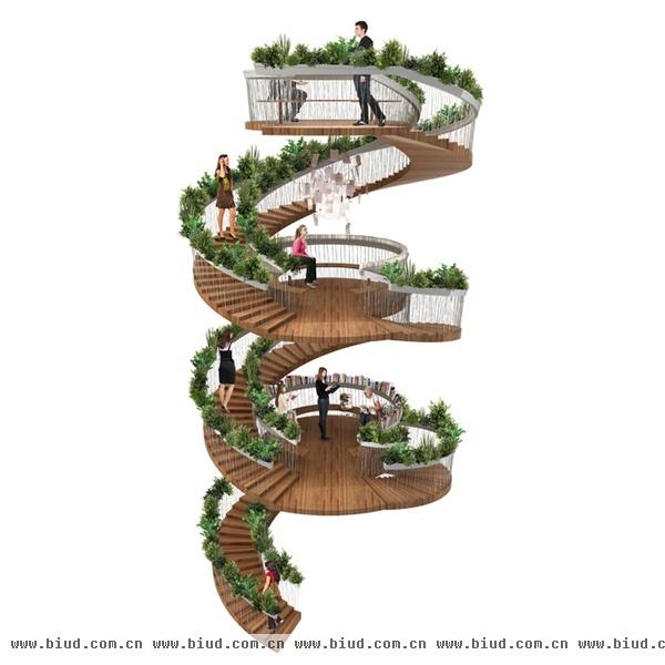 The Living Staircase：旋转着的空中花园(图)