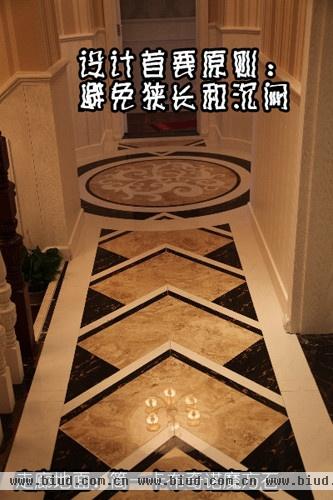 简一大理石瓷砖个性魔方石应用于走廊地面