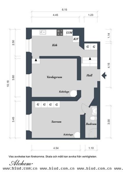 户型虽小实用最重要 哥德堡清新实用小公寓