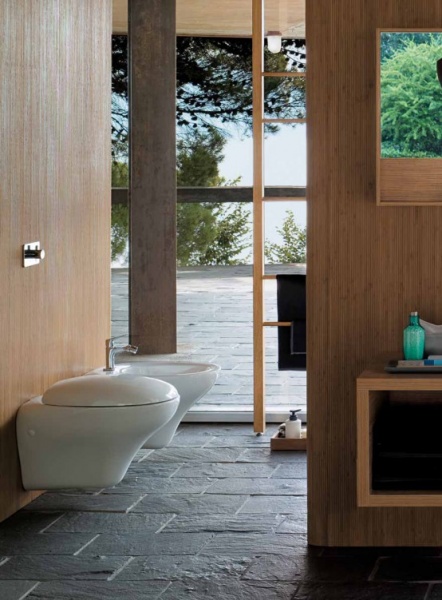 实木浴室柜+椭圆卫浴产品 创造轻松舒适空间