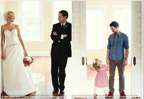 男子与三岁女儿在新房拍摄“婚照”回忆已逝妻子