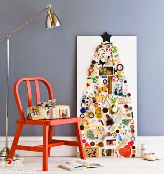 贴心礼物墙壁圣诞树 14个超便宜节日空间DIY