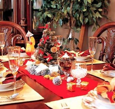 圣诞节餐桌上的各色大餐