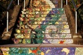 彩色瓷砖建造精美艺术台阶