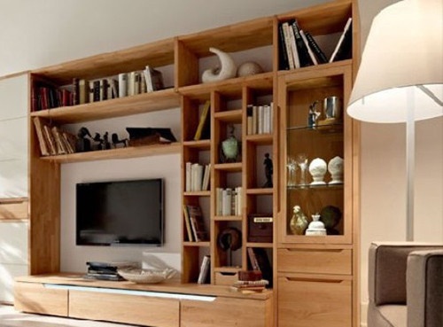 温润实用 木质收纳型客厅电视墙装修