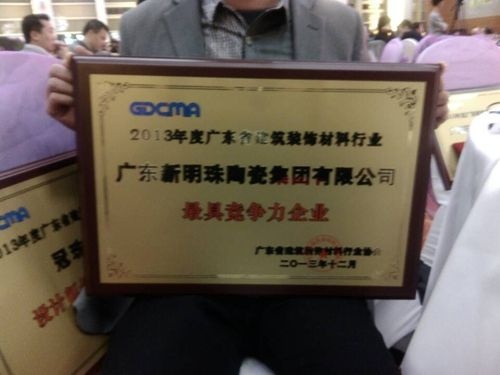 新明珠喜获2013年广东省建材装饰行业年度评优