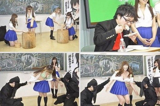日本最无节操发布会 学生妹被当众扒衣