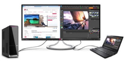LG 21：9显示器均支持双视频输入(双设备连接)