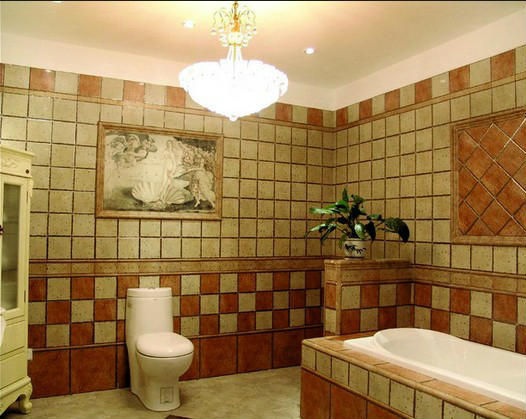 十四款瓷砖铺贴花样 看格子控的浪漫卫浴世界