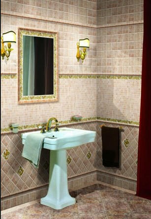 十四款瓷砖铺贴花样 看格子控的浪漫卫浴世界