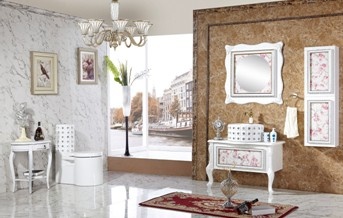 首批格莱蒂丝免漆浴室柜上市产品就包含欧式、后现代、新古典、现代简约、田园、美式六大系列，共有百余款式