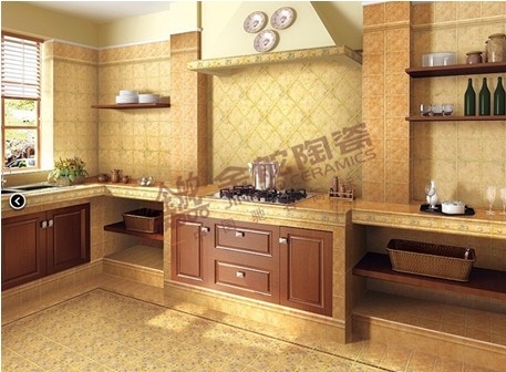 金舵陶瓷 “爬墙虎”系列厨房装修效果图 规格：300x300mm