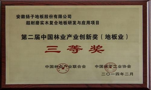 安徽扬子地板荣获中国林业产品创新奖