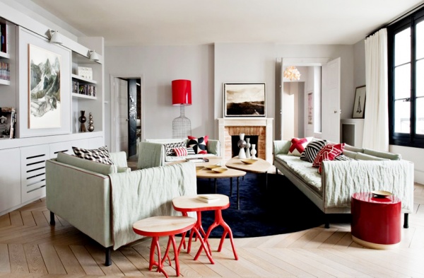 现代风玩色一居室公寓 喜庆洋洋的家居风格