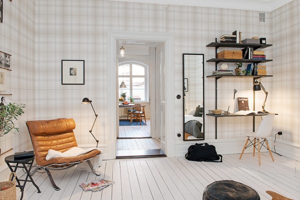 43平方米格纹精品风一居室公寓 简洁舒适