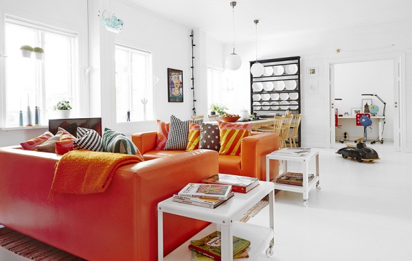 瑞典夏日阳光一居室公寓 大胆用色的舒适美家