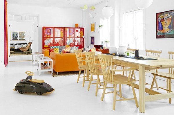 瑞典夏日阳光一居室公寓 大胆用色的舒适美家