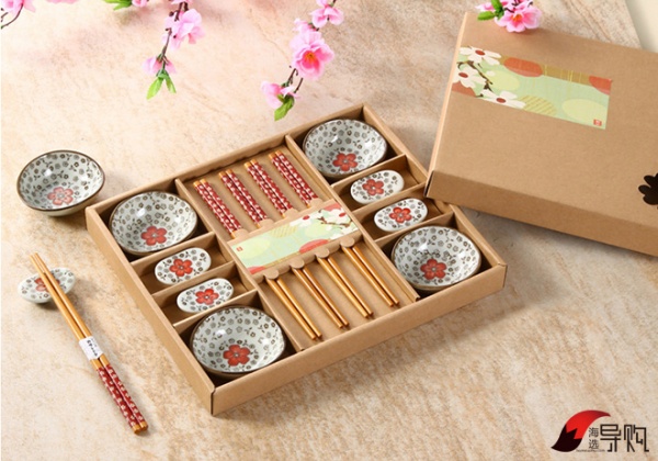 香瓒和风系列竹木筷子樱花陶瓷套装
