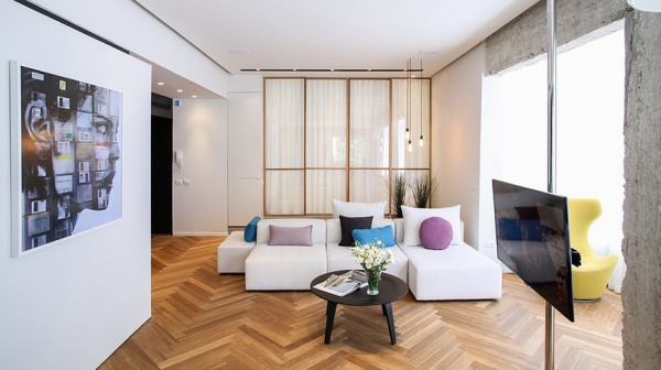 以色列现代风格两居室公寓 聪明地布置功能间