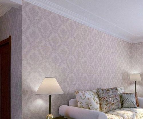 装修墙纸效果图：卧室满铺简欧风格，电视沙发背景，现代简约风格壁纸。