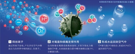   净离子群除菌机制示意图