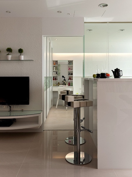 现代简约风格，小户型装修，小户型案例，客厅设计，吧台设计