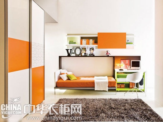 橙色系衣柜设计