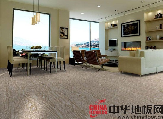 白橡木实木复合地板客厅装修效果图