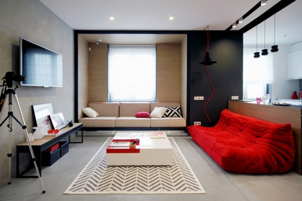 56平米中性风单身女公寓 黑白灰的简约时尚空间