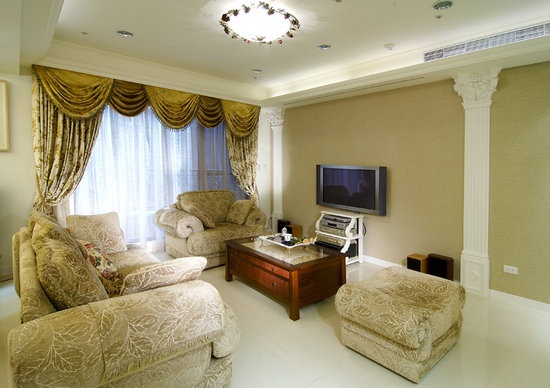 美式风格装修，美式古典案例，古典风格装修，大户型装修，客厅设计