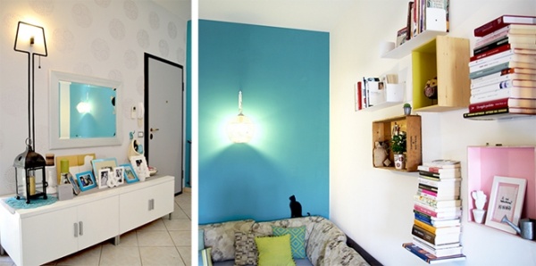 蓝绿小清新50平方米公寓 墙壁也可以很有戏