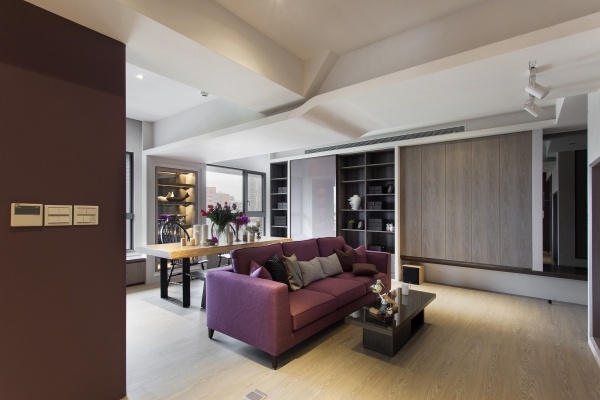 一百平米现代简约时尚两居室 干净利落紫色搭配