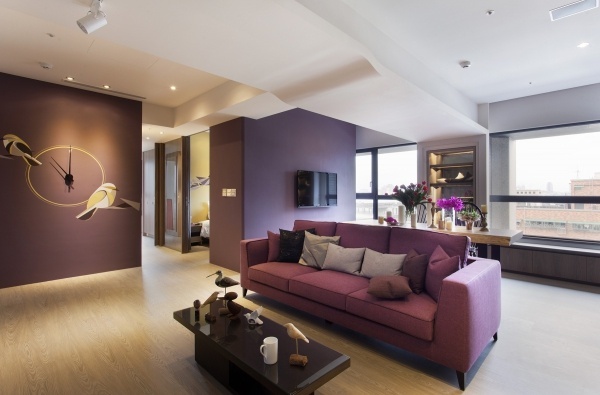 一百平米现代简约时尚两居室 干净利落紫色搭配