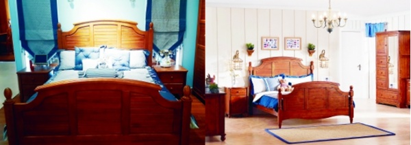被判侵权的星星美墅床品（图左）与拥有外观专利的至白小屋羽迪系列床品（图右）的外观如出一辙