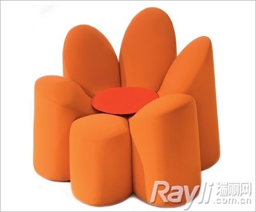罗奇堡 花朵造型橘色沙发椅