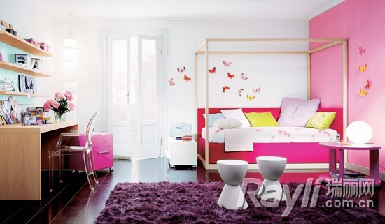 玫瑰色和紫色营造唯美温柔卧室特质