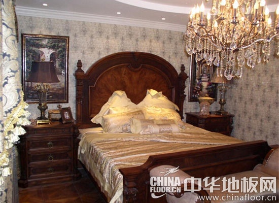 美式古典卧室实木地板图片