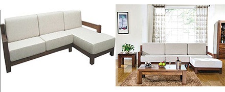  左图为百强家具生产的9ST3-04型号转角沙发，右图为仿冒品