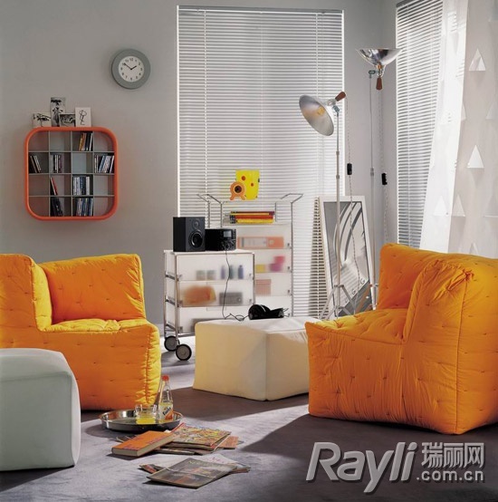 亮橙色“多肉”沙发椅提升空间暖度和趣感